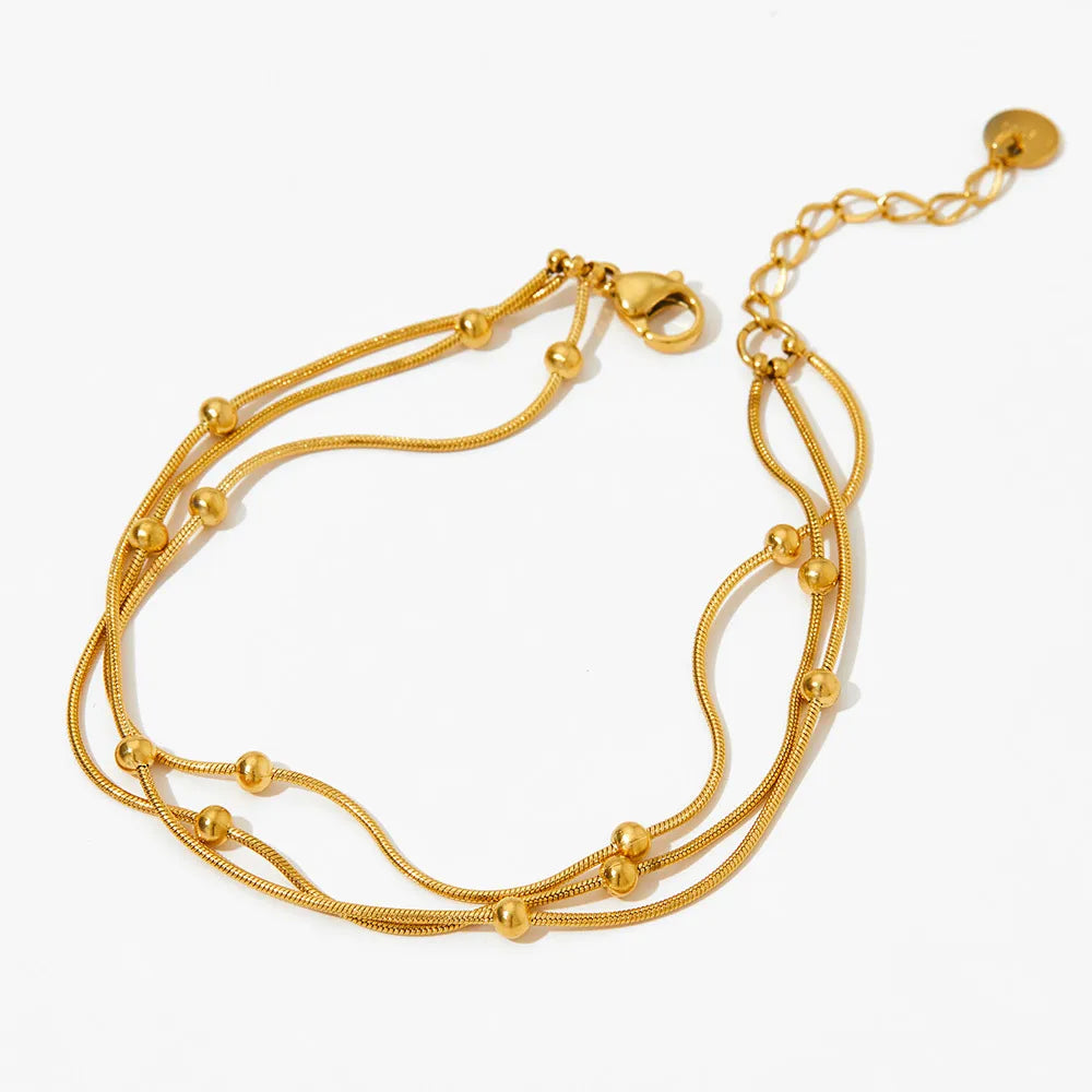Gold Beaded Chain Bracelet