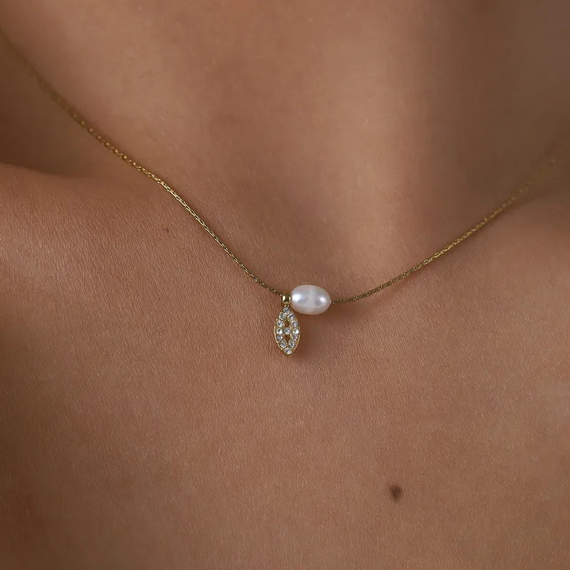 Pearl Eye Charm Necklace