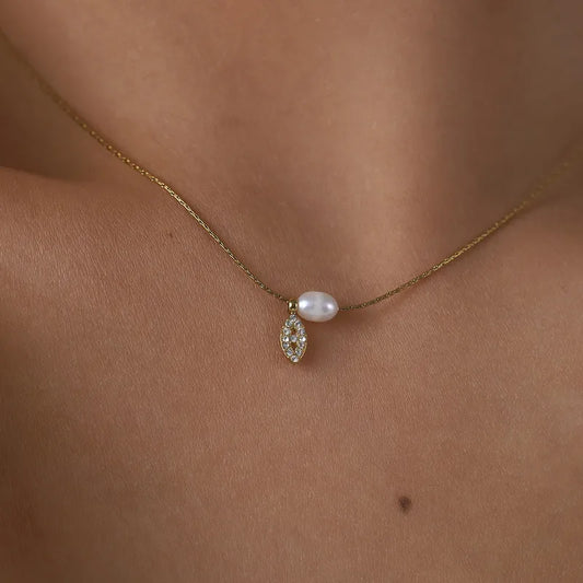 Pearl Eye Charm Necklace