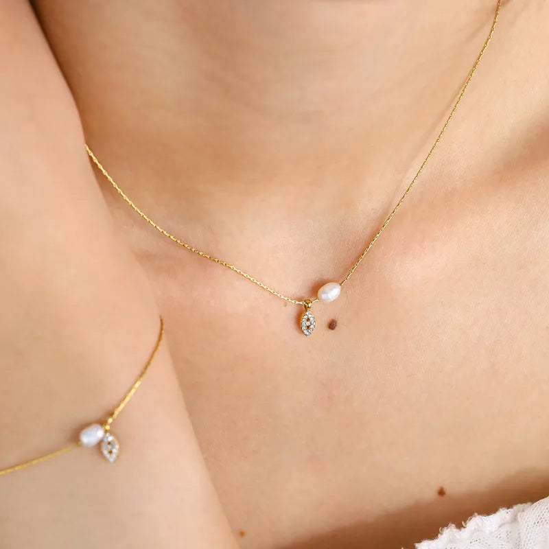 Pearl Eye Charm Necklace