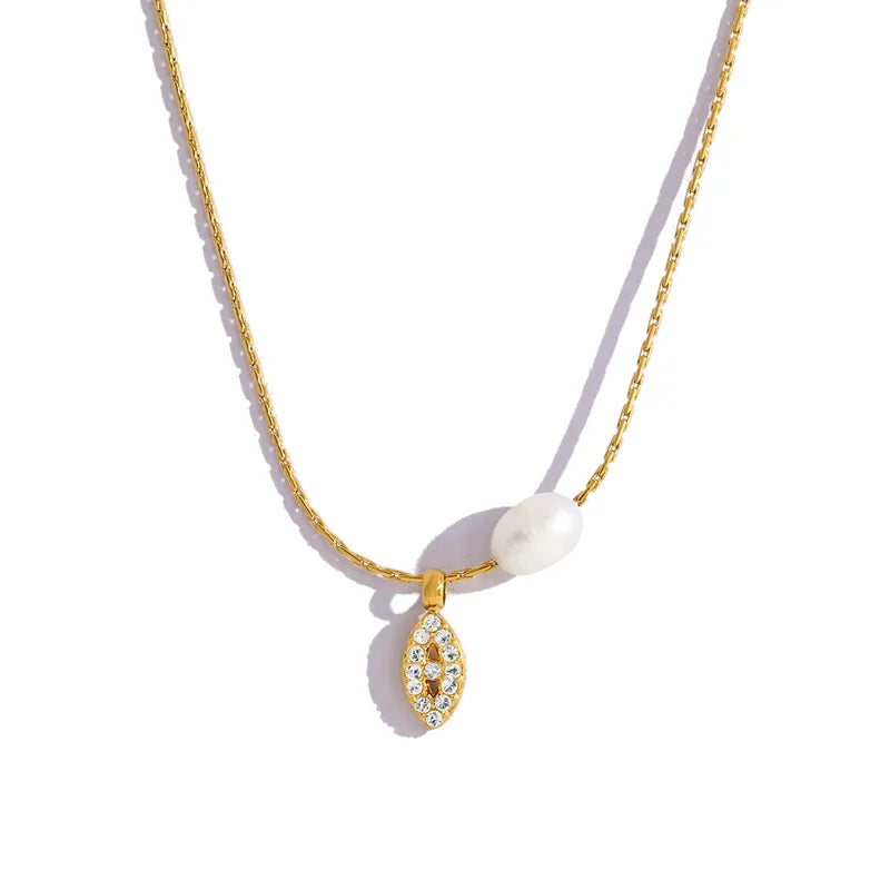 Pearl Eye Charm Necklace