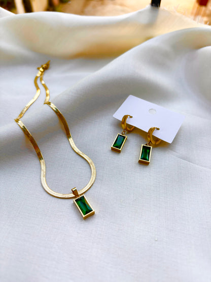 Emerald Green Gold Plated Set