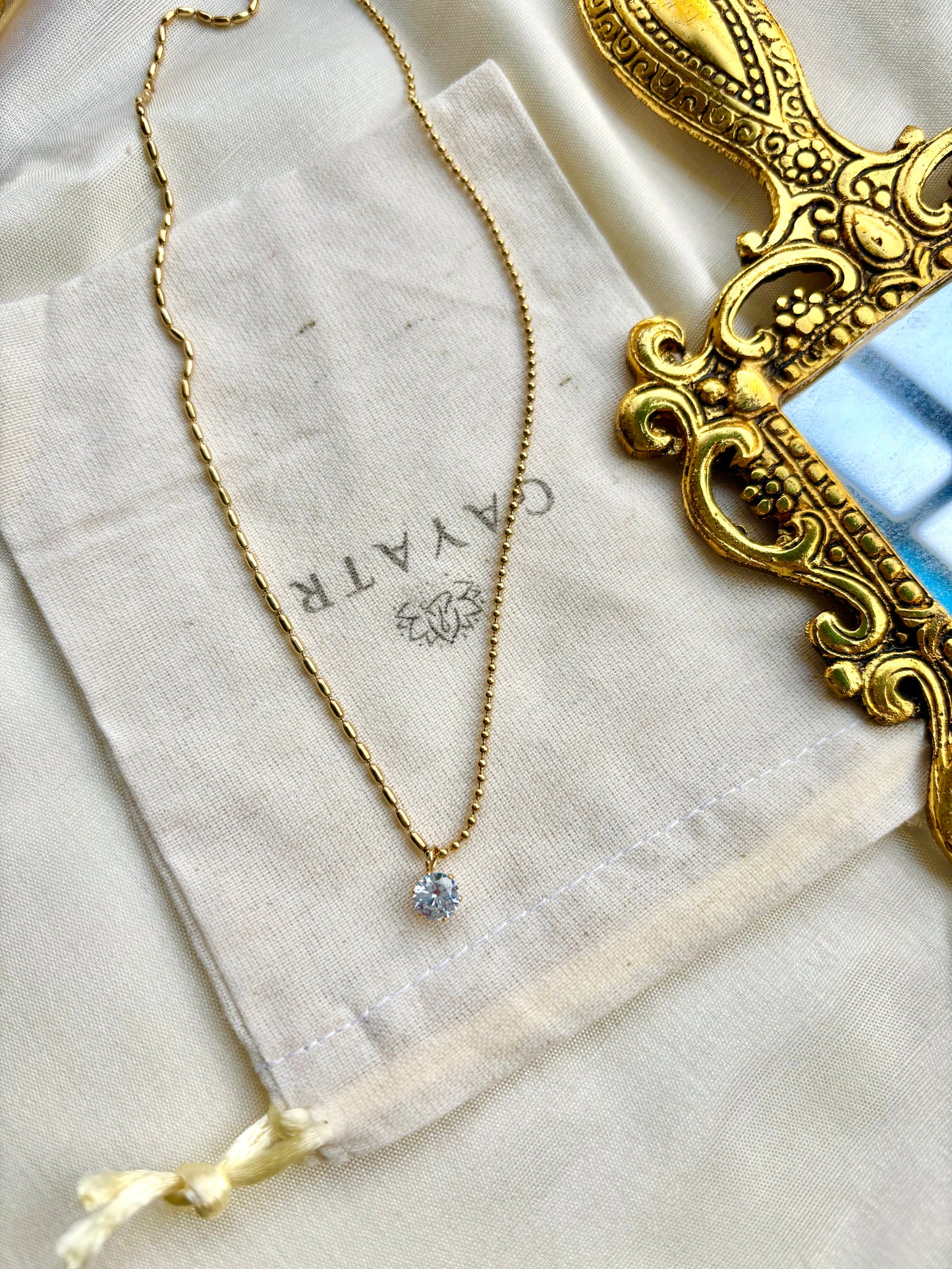 Sparkling Diamond with Beaded Chain