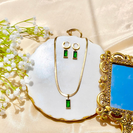 Emerald Green Gold Plated Set