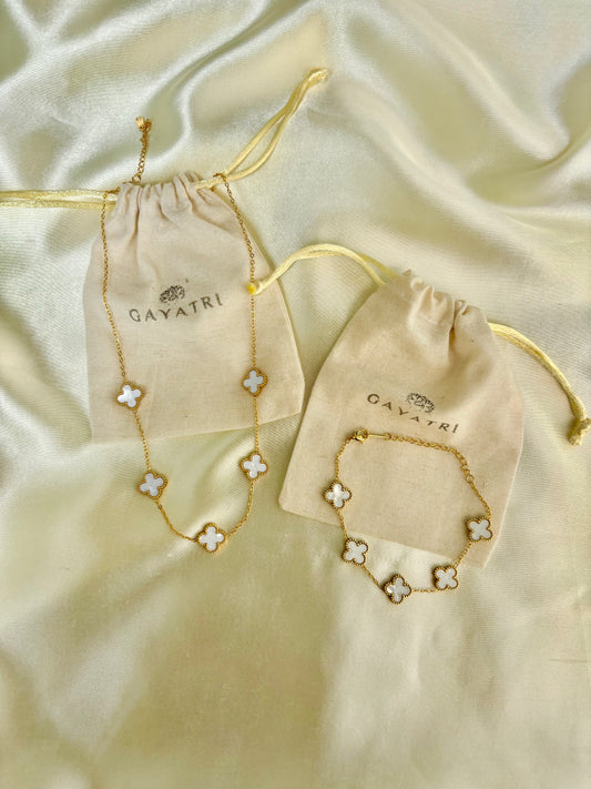 Clover Jewellery Combo (Necklace + Bracelet)