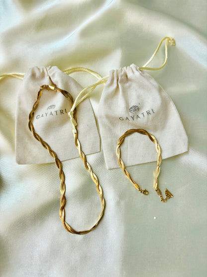 Twisted Jewellery Combo (Necklace + Bracelet)