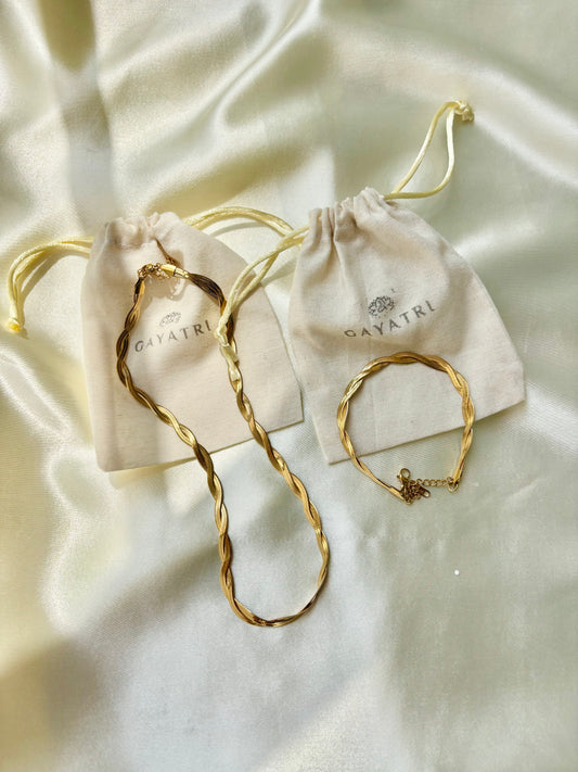 Twisted Jewellery Combo (Necklace + Bracelet)