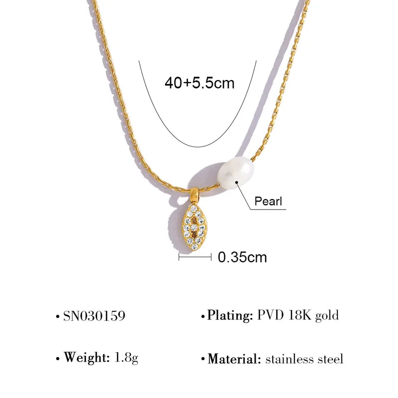 Pearl Eye Charm Necklace
