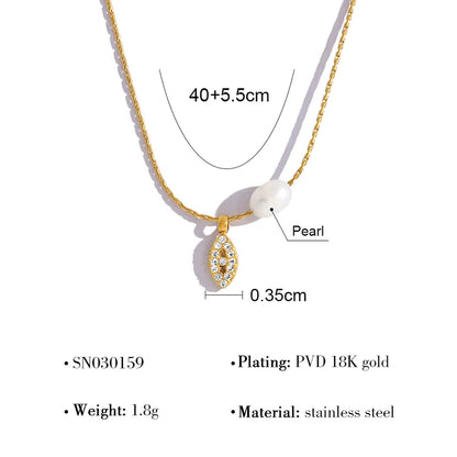 Pearl Eye Charm Necklace