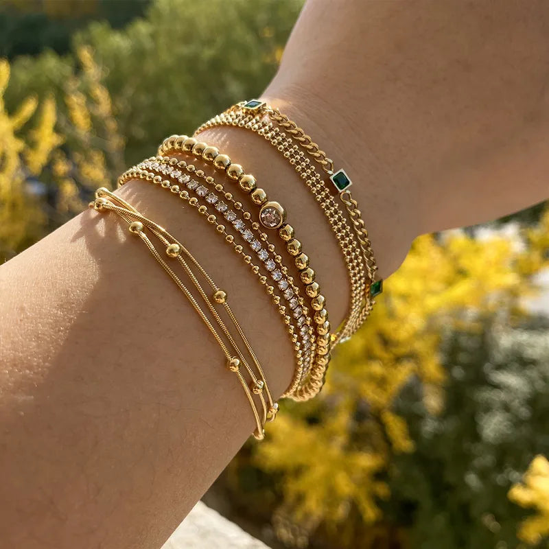 Gold Beaded Chain Bracelet