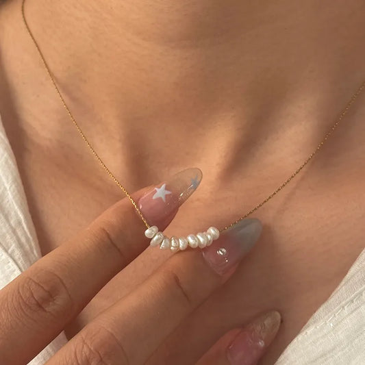 Moon Pearl Minimal Necklace